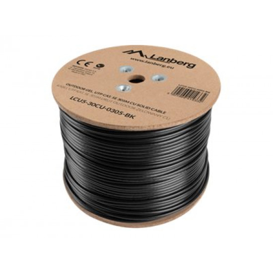 LANBERG LCU5-30CU-0305-BK UTP solid outdoor gel. cable CU cat. 5e 305m gray