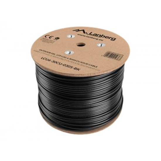 LANBERG LCU6-30CU-0305-BK UTP solid gel. cable CU cat. 6 305m Black