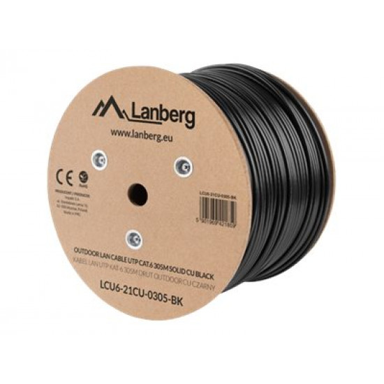 LANBERG LCU6-21CU-0305-BK UTP stranded cable CU OUTDOOR cat. 6 305m Black