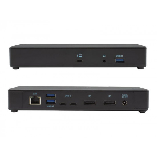 I-TEC Thunderbolt3/USB-C Dual DisplayPort 4K Docking Station 2x DP 1x GLAN 1x USB 3.1 2xUSB 3.0 2xUSB-C Data 1x Autio/Mic 85W PD KL