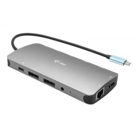 I-TEC USB-C Metal Nano Dock 2xDP 1xHDMI 1xGLAN 1xAudio/Mic 2xUSB 3.1 2xUSB 2.0 1xUSB-C Data 1xUSB-C 100W PD