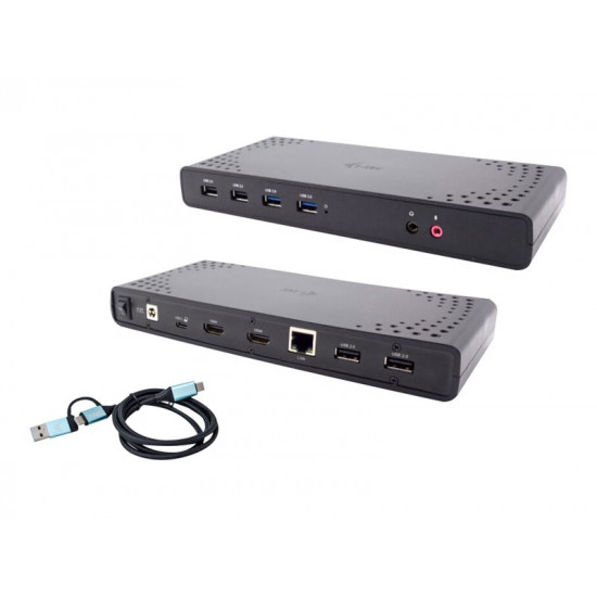 I-TEC USB 3.0/USB-C/Thunderbolt Docking Station 2x HDMI 1x GLAN 2x USB 3.2 Gen.1 4x USB 2.0 1x Audio Jack 1x Mic Jack PD 85W KL