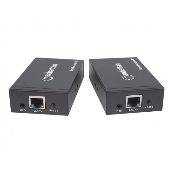 MANHATTAN 1080p HDMI over IP Extender Kit Extends 1080p Signal up to 120m with a Switch and Single Ethernet Cable IR Support Black