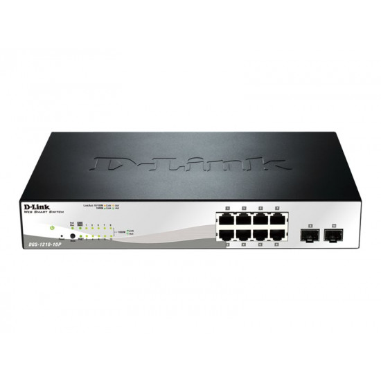 D-LINK 10-Port Layer2 PoE Smart Managed Gigabit Switch dlink green 3.0 8x 10/100/1000Mbit/s TP RJ-45 PoE Port 802.3af/at