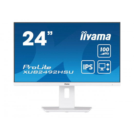 IIYAMA XUB2492HSU-W6 24inch WHITE ETE IPS-panel 1920x1080 100Hz 15cm Height Adj. Stand Pivot 250cd/m Speakers HDMI