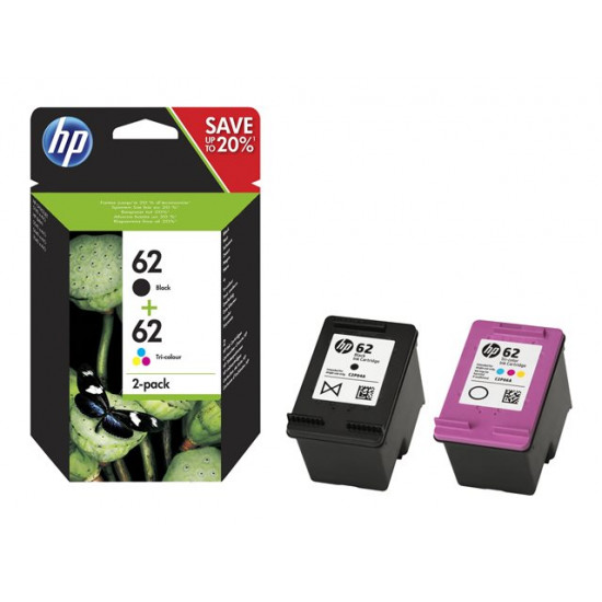 HP 62 Ink Cartridge Combo 2-Pack Standard Capacity (Black and Colour cartridge)