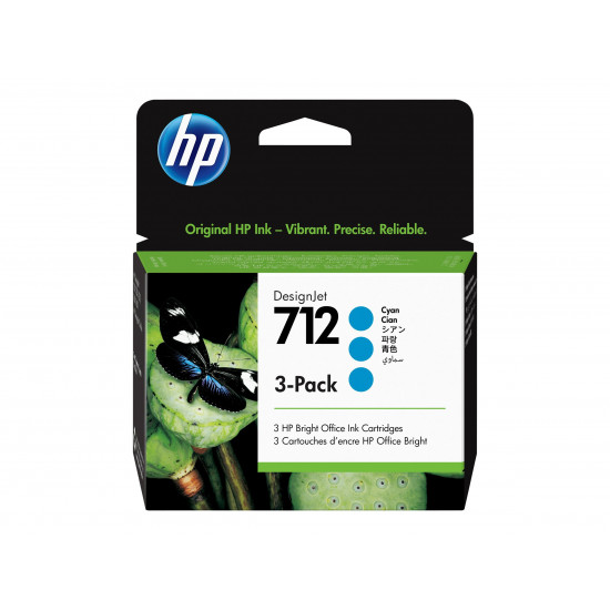 HP 712 3-Pack 29-ml Cyan DesignJet Ink Cartridge