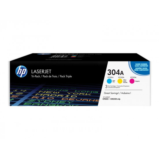 HP Toner 304A CYM Tri-Pack