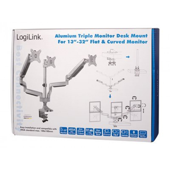 LOGILINK BP0052 - Triple alumium monitor desk mount.13-27 max 7 kg