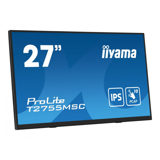 IIYAMA T2755MSC-B1 27inch IPS Bonded PCAP 10P Touch 1920x1080 Flat Bezel Free Glass Front HDMI Displayport 360cd/m USB Hub