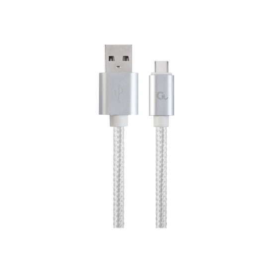 GEMBIRD CCB-mUSB2B-AMCM-6-S USB 2.0 cable to type-C cotton braided metal connectors 1.8m silver