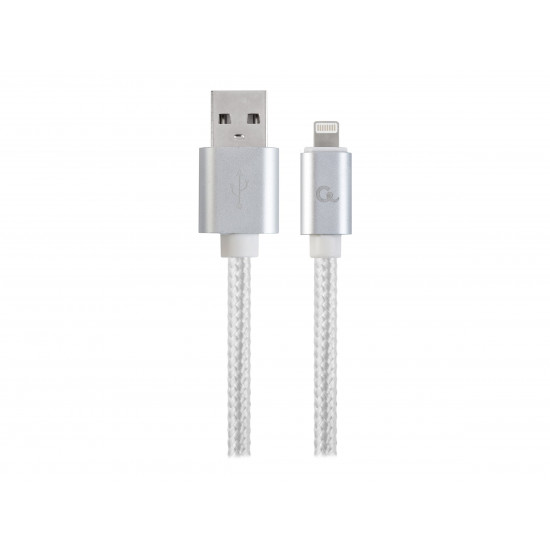 GEMBIRD CCB-mUSB2B-AMLM-6-S Gembird USB to 8-pin cable, cotton braided, metal connectors, 1.8m, silver