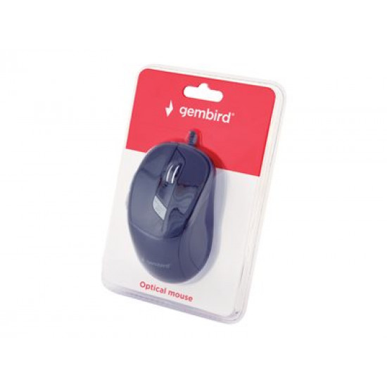 GEMBIRD MUS-6B-01 optical mouse 1600DPI USB Black 1.35m cable length