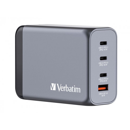 VERBATIM Charger GNC-240 GaN with 4 Port 240W USB A/C EU/UK/US