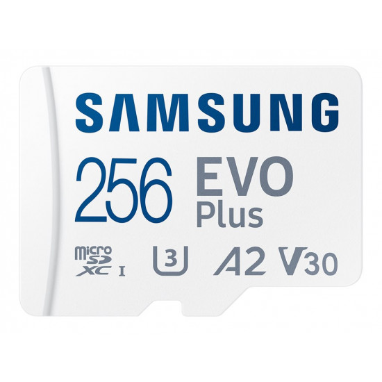 SAMSUNG EVO PLUS microSD 256GB 2024 incl. SD Adapter memory card UHS-I U3 Full HD and 4K UHD 160 MB/s read