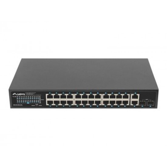 LANBERG switch PoE+ rack 19inch 24x 1GB POE+ 2x GB 2x SFP 360W RSGE-24P-2GE-2S-360 unmanaged