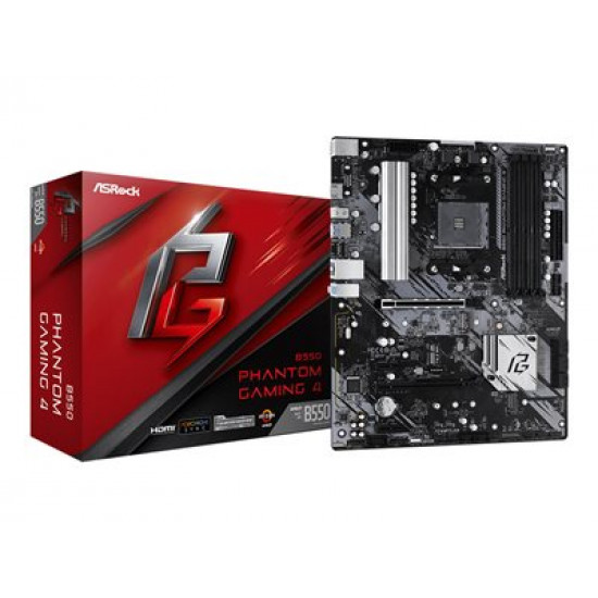 ASROCK B550 Phantom Gaming 4 ATX MB 3rd Gen AMD AM4 Socket DDR4 4733+ 1 x3.0 x16 x4.0 PCIe HDMI 7.1 CH HD 6 SATA3 8 USB 3.2 Gen1