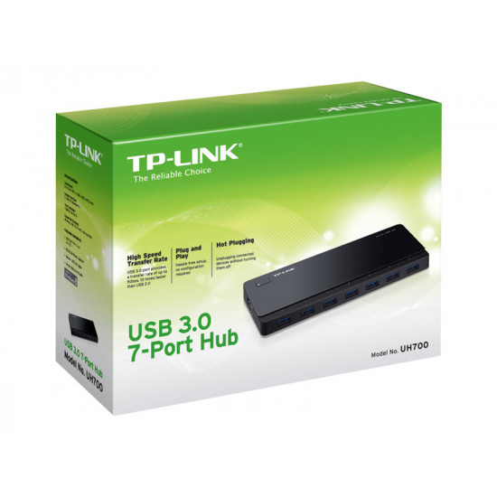 TP-LINK 7-port USB 3.0 Hub Desktop 12V/2.5A power adapter included