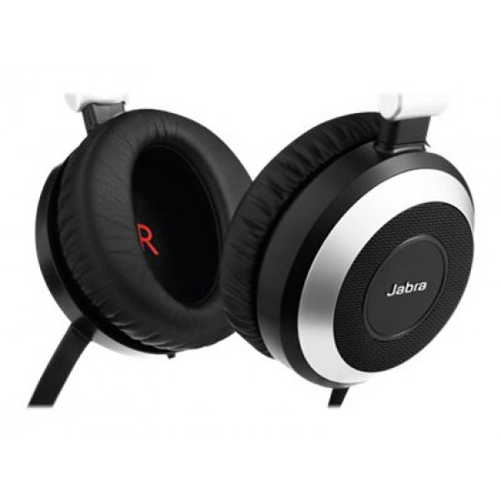 JABRA Evolve 80 MS stereo Headset full size wired active noise cancelling 3.5 mm jack Certified for Skype for Business