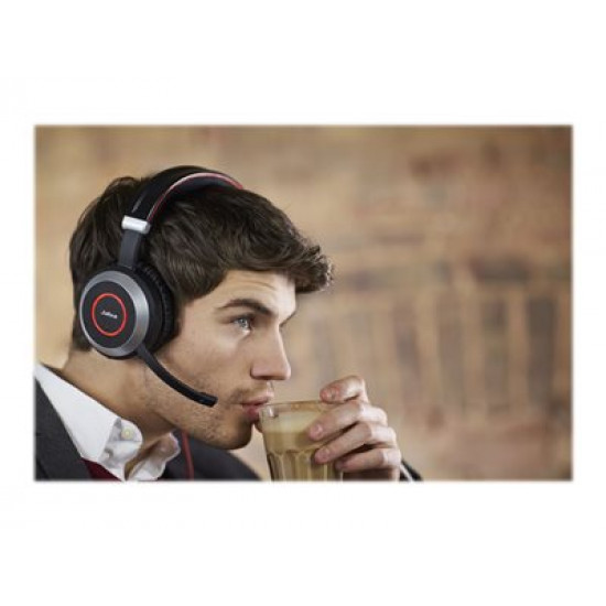 JABRA Evolve 80 MS stereo Headset full size wired active noise cancelling 3.5 mm jack Certified for Skype for Business