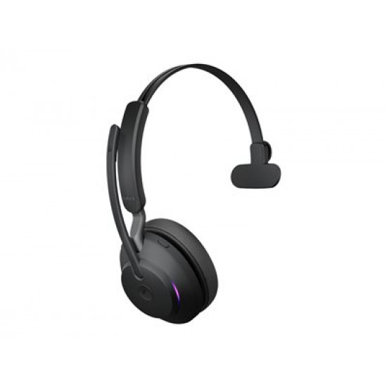 JABRA Evolve2 65 MS Mono Headset on-ear convertible Bluetooth wireless USB-A noise isolating black with charging stand MS Teams