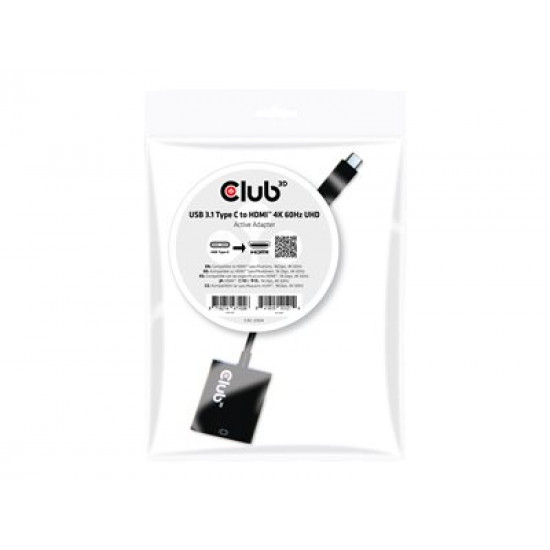 CLUB 3D USB 3.1 Type C to HDMI 2.0 Active Adapter