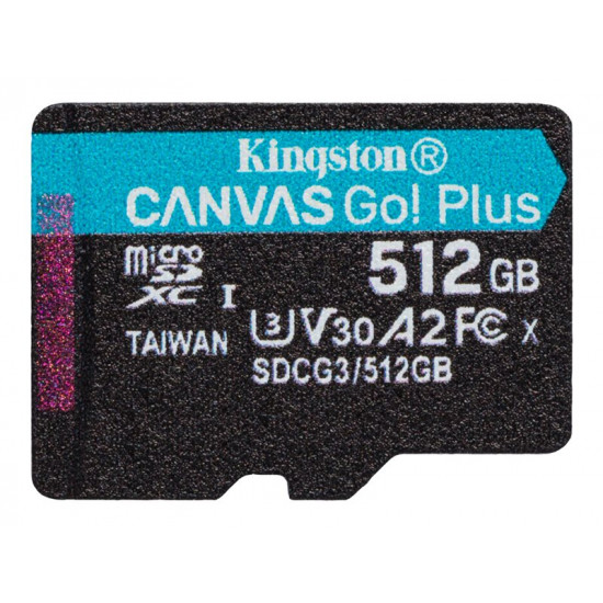 KINGSTON 512GB microSDXC Canvas Go Plus 170R A2 U3 V30 Single Pack w/o ADP