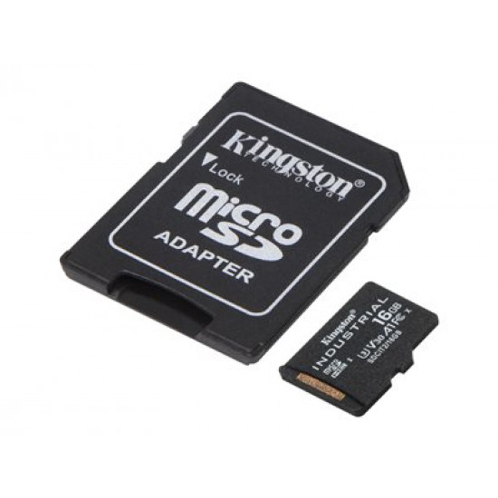 KINGSTON 16GB microSDHC Industrial C10 A1 pSLC Card + SD Adapter