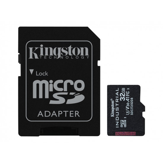 KINGSTON 32GB microSDHC Industrial C10 A1 pSLC Card + SD Adapter