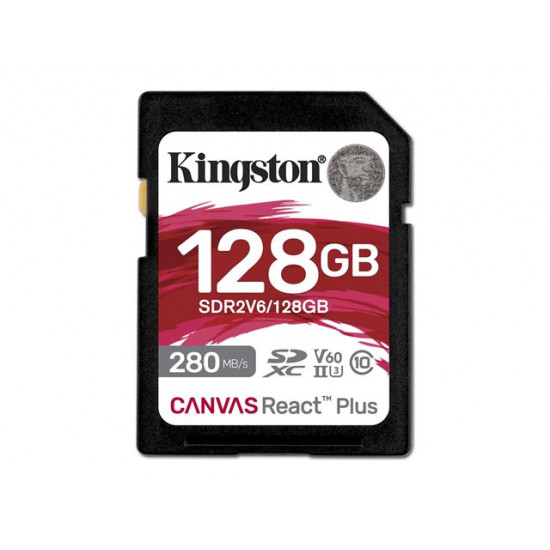 KINGSTON 128GB Canvas React Plus SDXC UHS-II 280R/100W U3 V60 for Full HD/4K