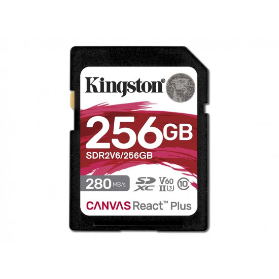 KINGSTON 256GB Canvas React Plus SDXC UHS-II 280R/150W U3 V60 for Full HD/4K