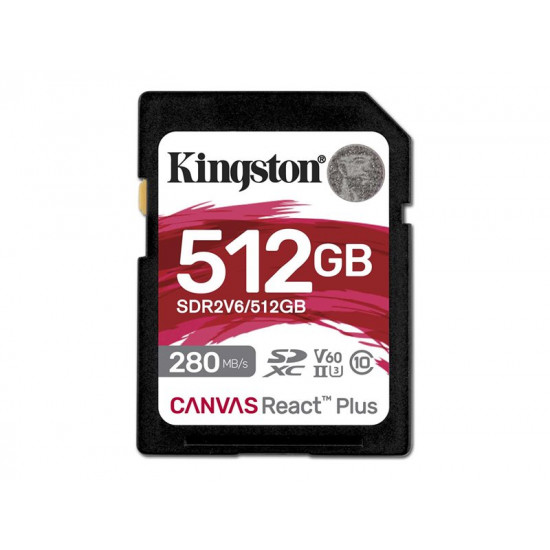 KINGSTON 512GB Canvas React Plus SDXC UHS-II 280R/150W U3 V60 for Full HD/4K