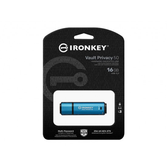 KINGSTON 16GB IronKey Vault Privacy 50 USB AES-256 Encrypted FIPS 197