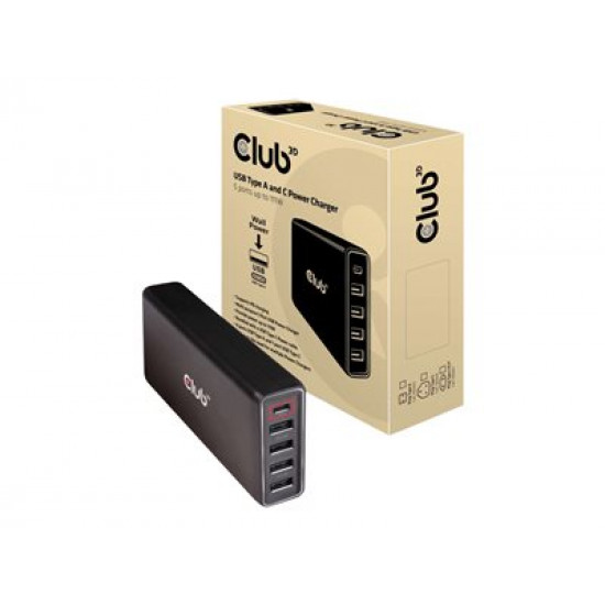 CLUB 3D USB Type A and C Power Charger 5 ports up to 111W