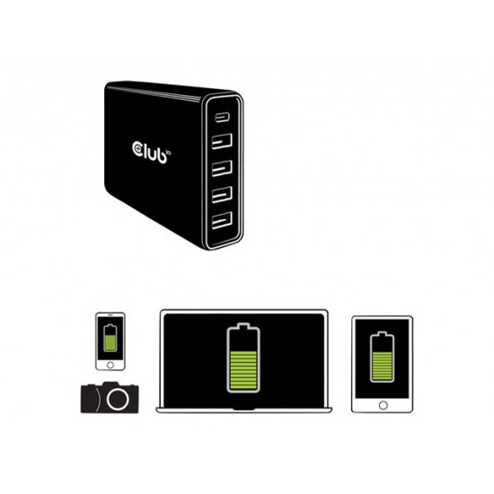 CLUB 3D USB Type A and C Power Charger 5 ports up to 111W