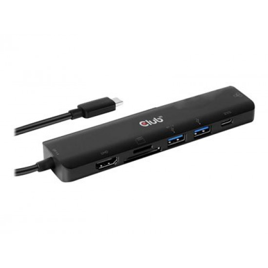 CLUB 3D USB TYPE C 7 IN 1 HUB TO HDMI 4K60HZ+SDTF CARD SLOT+2XUSBA + USB C PD +RJ45