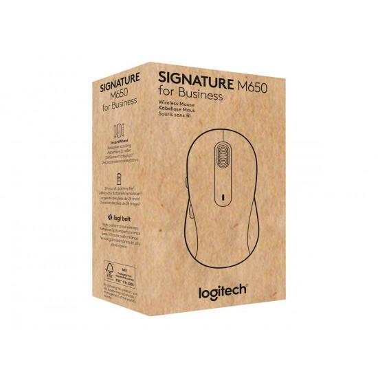 LOGITECH Signature M650 for Business Mouse wireless Bluetooth 2.4 GHz Bolt USB receiver off-white