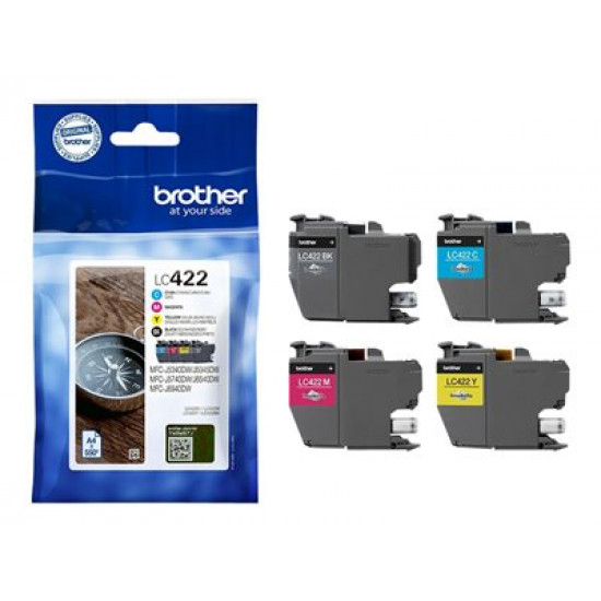 BROTHER Black Cyan Magenta and Yellow Ink Cartridges Multipack Each cartridge prints up to 550 pages - DR Version