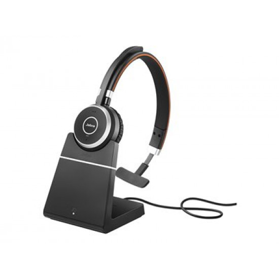 JABRA Evolve 65 SE MS Mono Headset on-ear Bluetooth wireless USB with charging stand Certified for Microsoft Teams for LINK 380a