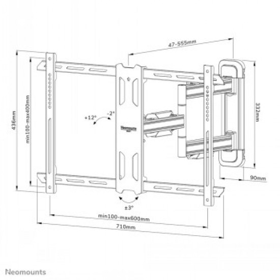 NEOMOUNTS SELECT SCREEN WALL MOUNT (FULL MOTION, 3 PIVOTS, VESA 600X400)