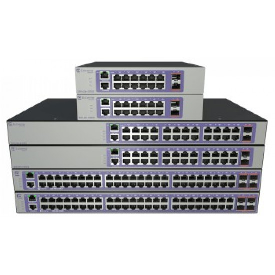 EXTREME 210-SERIES 24 PORT 10/100/1000BASE-T POE+ 2 1GBE UNPOPULATED SFP PORTS 1 FIXED AC PSU L2 SWITCHING WITH STATIC ROUTES 1 COUNTRY-SPECIFIC POWER CORD