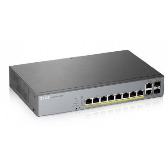 ZYXEL GS1350-12HP, 12 PORT MANAGED CCTV POE SWITCH, LONG RANGE, 130W (1 YEAR NCC PRO PACK LICENSE BUNDLED)