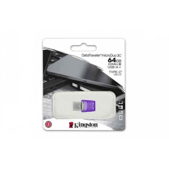 KINGSTON 64GB DATATRAVELER MICRODUO 3C 200MB/S DUAL USB-A + USB-C