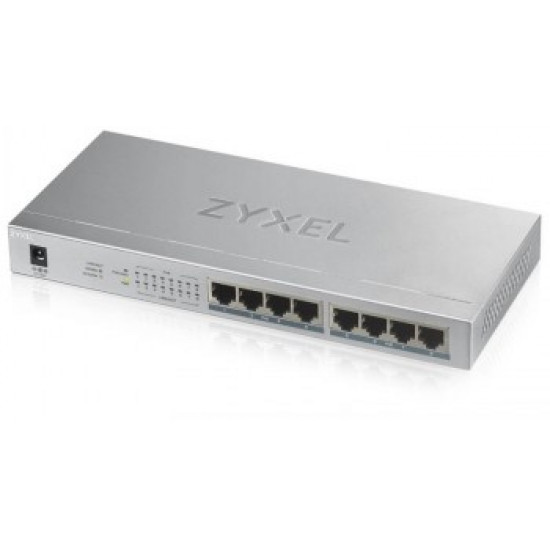 ZYXEL GS1008-HP, 8 PORT GIGABIT POE+ UNMANAGED DESKTOP SWITCH, 8 X POE, 60 WATT