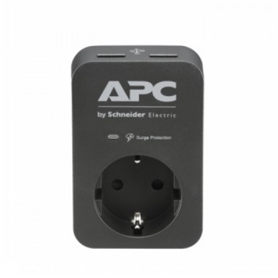 APC ESSENTIAL SURGEARREST 1 OUTLET 2 USB PORTS BLACK 230V SCHUKO