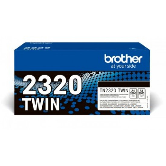 BROTHER TN2320 TWIN-PACK BLACK TONERS (BK 2,600 PAGES/CARTRIDGE)