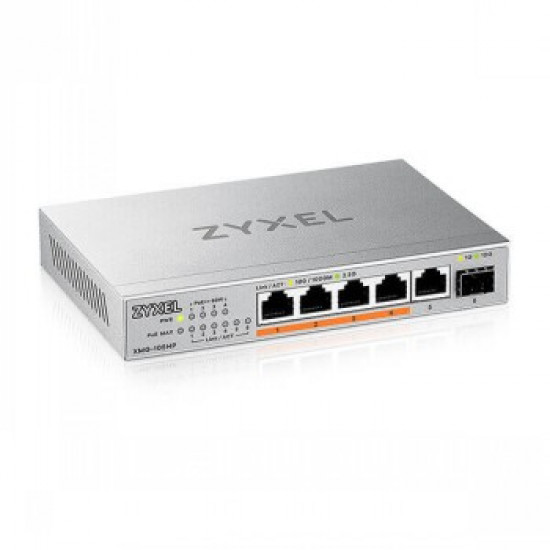 ZYXEL XMG-105 5 PORTS 2,5G + 1 SFP+, 4 PORTS 70W TOTAL POE++ DESKTOP MULTIGIG UNMANAGED SWITCH