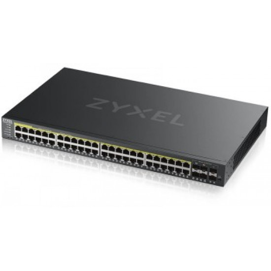 ZYXEL GS2220-50HP,EU REGION,48-PORT GBE L2 POE SWITCH WITH GBE UPLINK (1 YEAR NCC PRO PACK LICENSE BUNDLED)