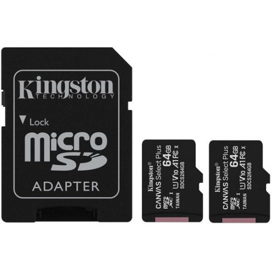 MEMORY MICRO SDXC 64GB UHS-I/2PACK SDCS2/64GB-2P1A KINGSTON