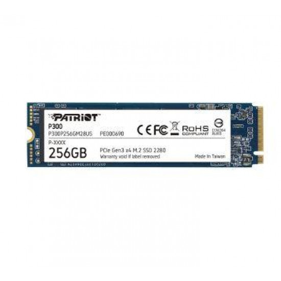 SSD|PATRIOT|P300|256GB|M.2|PCIE|NVMe|3D NAND|Write speed 1100 MBytes/sec|Read speed 1700 MBytes/sec|3.8mm|TBW 120 TB|P300P256GM28